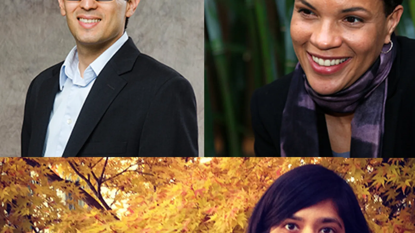 Photos of Michelle Alexander, César Cuauhtémoc García Hernández, and Silky Shah