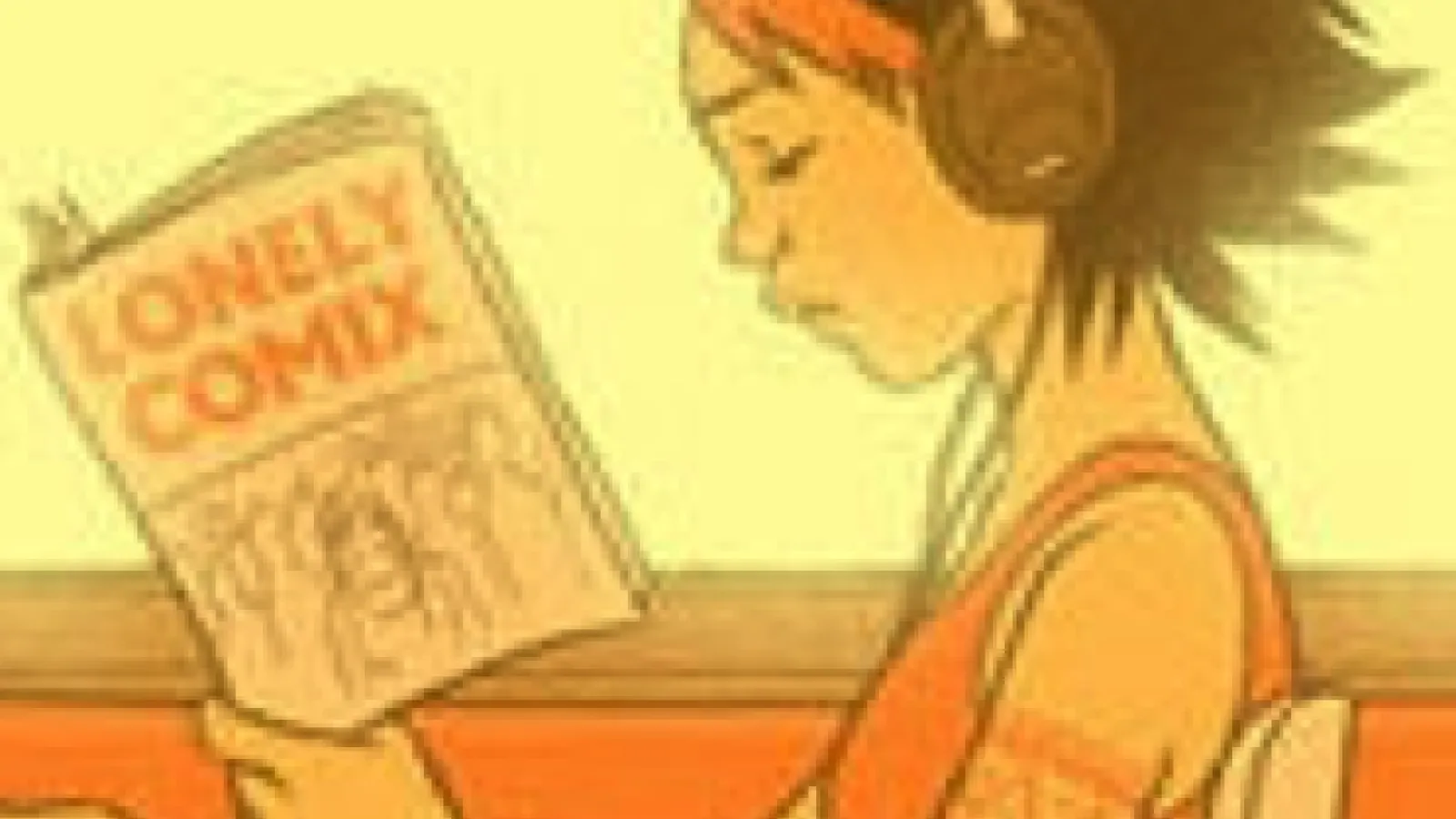comic of a young Asian girl reading a book titled "lonely comix"